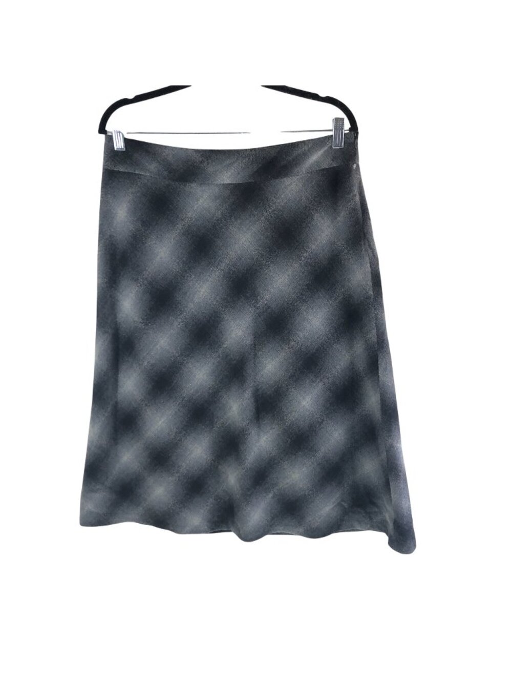 Eddie Bauer Womens Plaid A-Line Maxi Skirt Size 12P Wool Blend Gray Tones